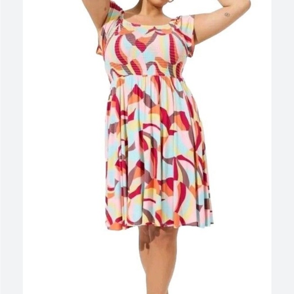 Torrid Super Soft Knit Off-Shoulder Dress | Tropical Boho Vibes | Size 1X - Picture 1 of 8